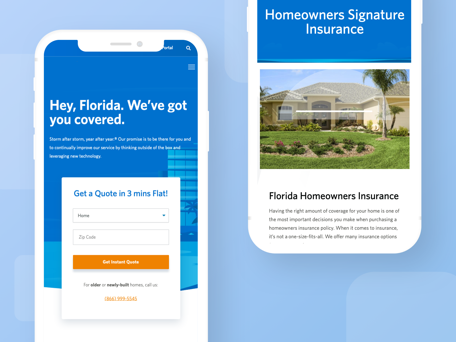 the security first insurance website in mobile mockups